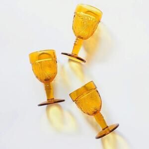 Vintage Indiana Glass Tiara Amber Wine Glasses